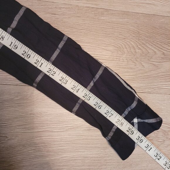 Talbots Tunic Top Women M Windowpane Button Cuffs Notched Neck Blue White - Picture 10 of 10